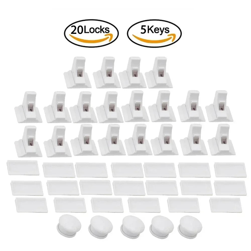 1-5PCS Magnetic Child Safety Lock, Limiter Kids No Drilling Drawer Lock Fridge Lock Cabinet Lock for Home Baby Security