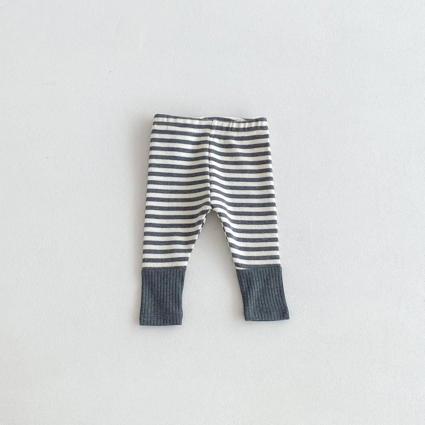 Autumn Newborn Infant Baby Boy Girls Candy Color Leggings Splice Striped Pants Fashion Baby Clothing