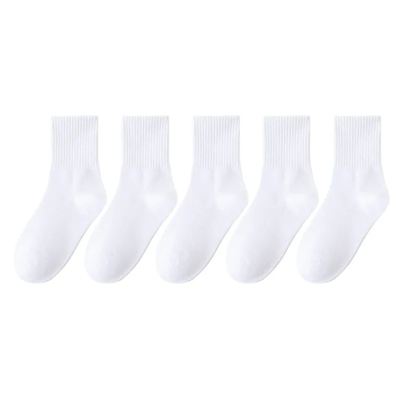 5 Pairs Kids Socks Breathable Comfortable For Boys Girls White Black Sport Socks