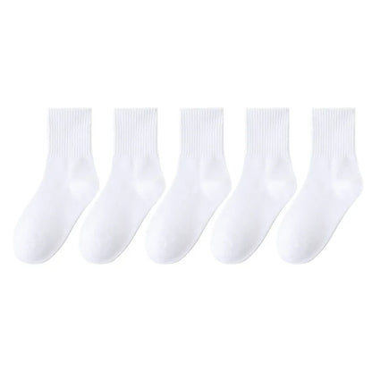 5 Pairs Kids Socks Breathable Comfortable For Boys Girls White Black Sport Socks