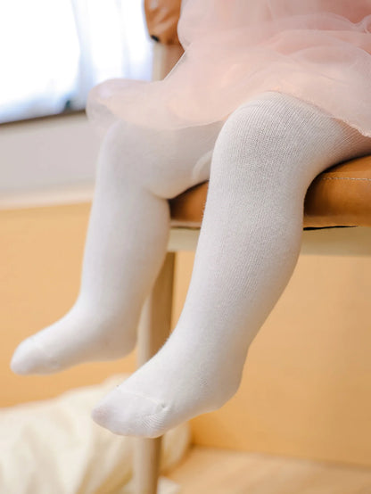 1 Pair of Infant Knitted Tight Panyhose,Soft Traceable Cotton Leggings White,Black Toddler Pants for 0-36 Months Baby Girls Waer