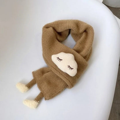 Cute Cloud Baby Scarf 3D Doll Kids Knitted Neckerchief 1-5year Boys Girls Children Cross Scarves Winter Warm Woolen Neck Cover