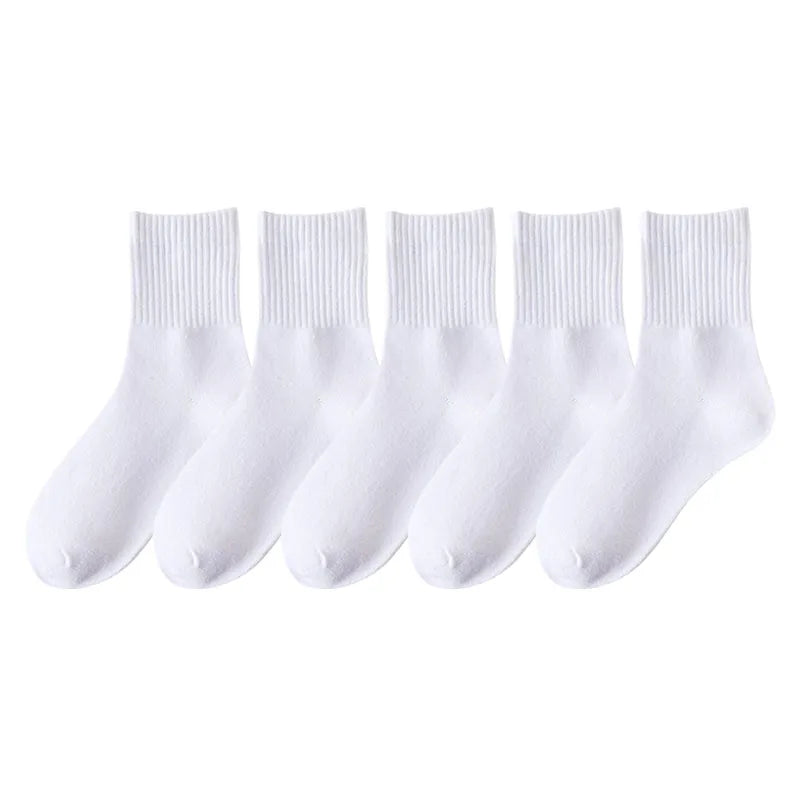 5 Pairs Kids Socks Breathable Comfortable For Boys Girls White Black Sport Socks