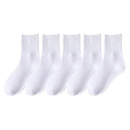 5 Pairs Kids Socks Breathable Comfortable For Boys Girls White Black Sport Socks