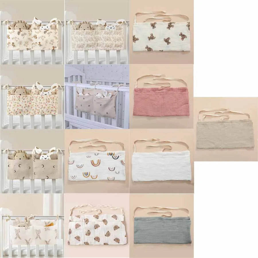 2 Pocket Baby Bed Storage Bags Bedside Hanging Urine Bag Baby Toy Bag Baby Cart Diaper Hanging Bag Baby Bed Storage Bag