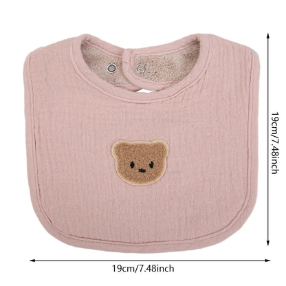 Cute Bear Muslin Cotton Baby Bibs Saliva Towel U-Absorbent Pockets Korean Children Kids Boys Girls Bandanas Feeding Burp Clothes