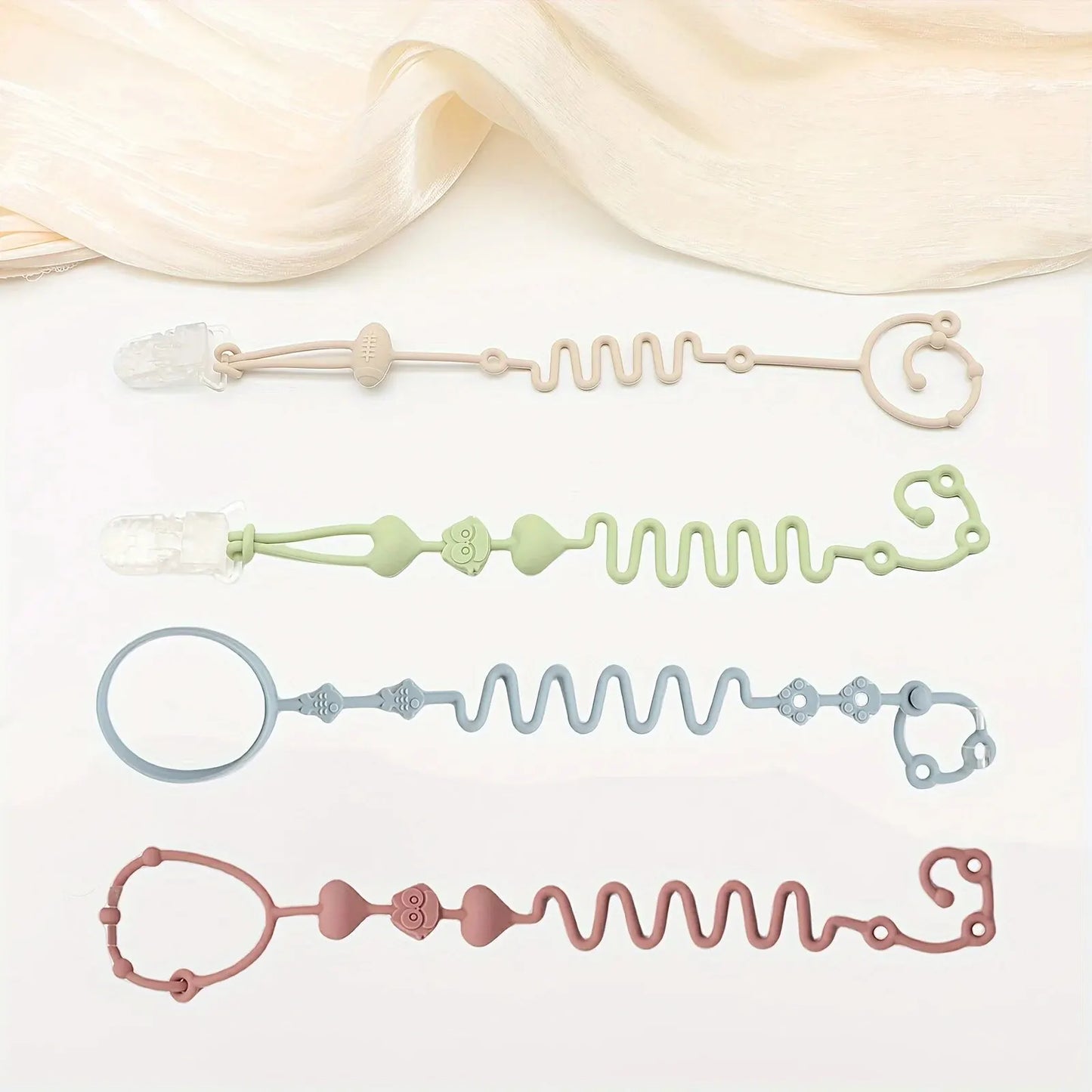 4PCS Baby Pacifier Chain with 2 Clips, Bottle Chain, Adjustable Silicone Pacifier Chain Or Teether Toy, Baby Bottle Chain, Food