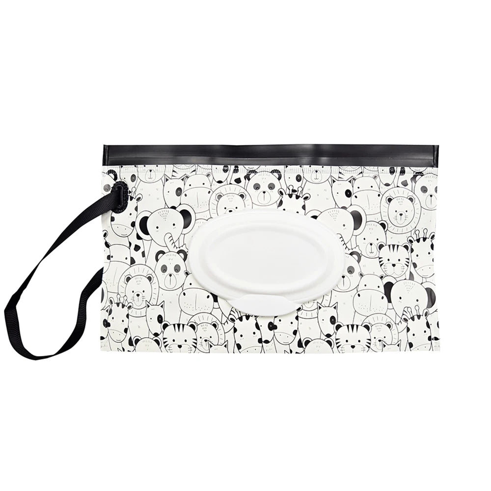Baby Wet Wipe Pouch EVA Flip Cover Tissue Box Cute Snap-Strap Refillable Wet Wipes Bag Outdoor Useful Baby Stroller Accessory