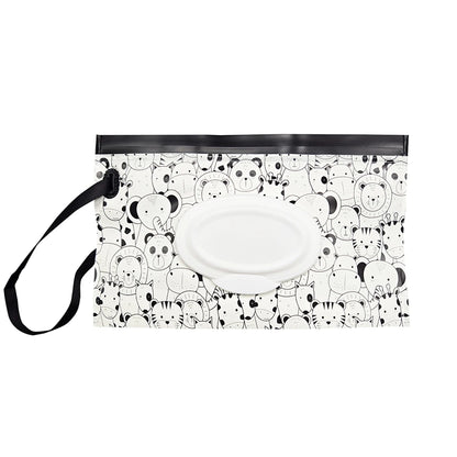 Baby Wet Wipe Pouch EVA Flip Cover Tissue Box Cute Snap-Strap Refillable Wet Wipes Bag Outdoor Useful Baby Stroller Accessory