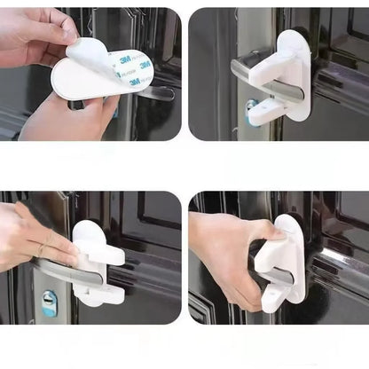 1pc- Safety Locks Door Handle Fixed Lock Baby Bnti-opening Door Lock Dynamic Function Safety Lock Punch-free