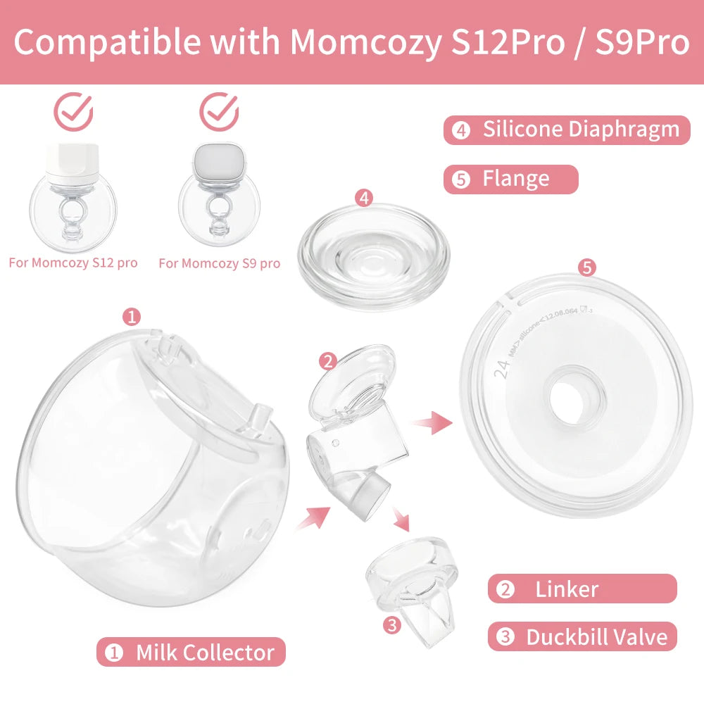 Milk Collector Cup Set Compatible with S12 Pro/S9 Pro Breast Pump, Replacement Pump Parts Breast Pump Accessories