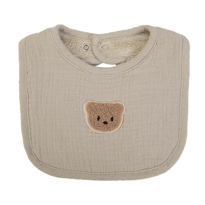 Cute Bear Muslin Cotton Baby Bibs Saliva Towel U-Absorbent Pockets Korean Children Kids Boys Girls Bandanas Feeding Burp Clothes