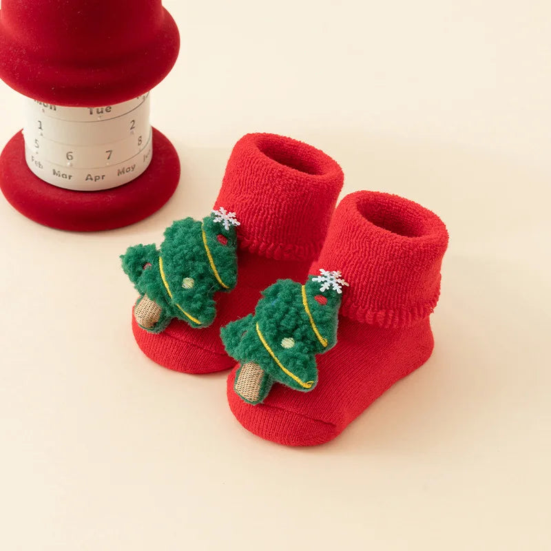 Christmas Soft Newborn Kids Socks Christmas Tree Santa Claus Red Baby Girls Boys Warm Socks 0-3years Children Sock Xmas Gifts