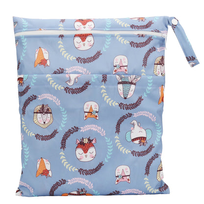 [Sigzagor]Wet Dry Bag With Two Zippered For Baby Diapers Nappies Waterproof Reusable 36cmx29cm