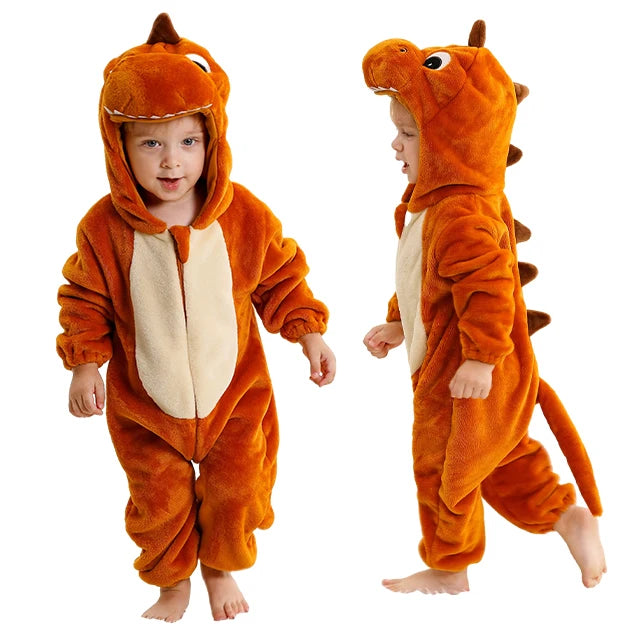 MICHLEY Carnival Winter Baby Rompers Hooded Flannel Cosplay Toddler Infant Clothes Bodysuits Jumpsuit Costume For Girl Boy
