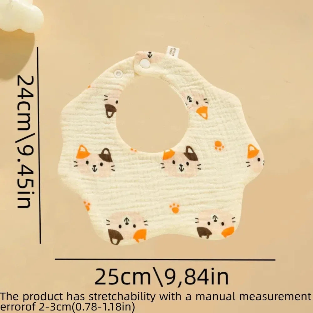 3PCS Cotton Gauze Baby Feeding Bibs Summer Soft Petal Baby Printed Drooling Towel Newborn Toddler Baby Burp Cloth Children'