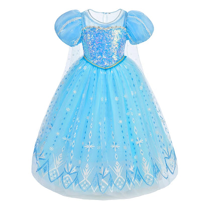Girls Princess Dress Kids Cinderella Snow White Aurora Sofia Rapunzel Cinderella Halloween Costume Children Birthday Party Dress