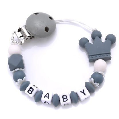 New Baby Crown Pacifier Clips Silicone Pacifier Chains Handmade Toddler Teething Chain Nipple Clip Chew Toys Not Customized
