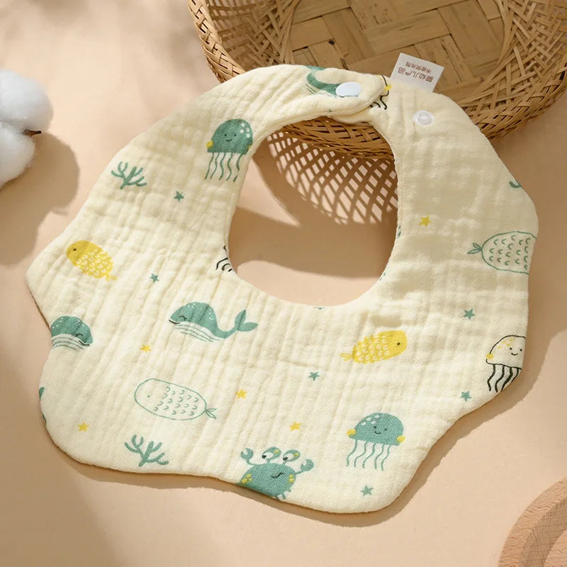 Cotton Gauze Baby Bib Babies Accessories Newborn Baby Apron Feeding Bib 6 Layer Muslin Burp Cloths Kids Saliva Towel New Born