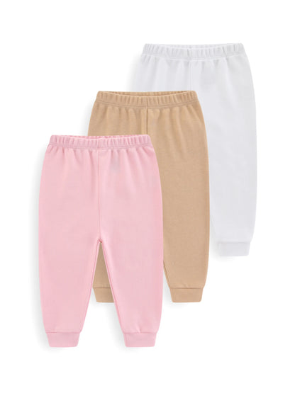Kiddiezoom 1/3 Pcs Four Seasons Fashion Solid 100%Cotton Baby Boy Girl Pants Soft 100%Cotton Infants Trousers Accessories