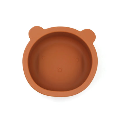 Bear shaped baby feeding bowl sauction silicone boy girl tableware cute cartoon 300ml