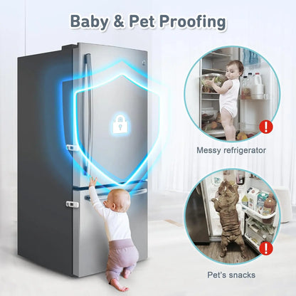 Child Proof Refrigerator Locks, Fridge Locks for Kids Safety, Freezer Door Latches with Sticky 3M Adhesives for Baby