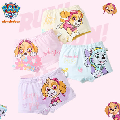 4PCS Genuine Paw Patrol Skye Girl Children Cotton Underwear Printing Panties Kids Short Panties Underpants Girls Briefs Panties