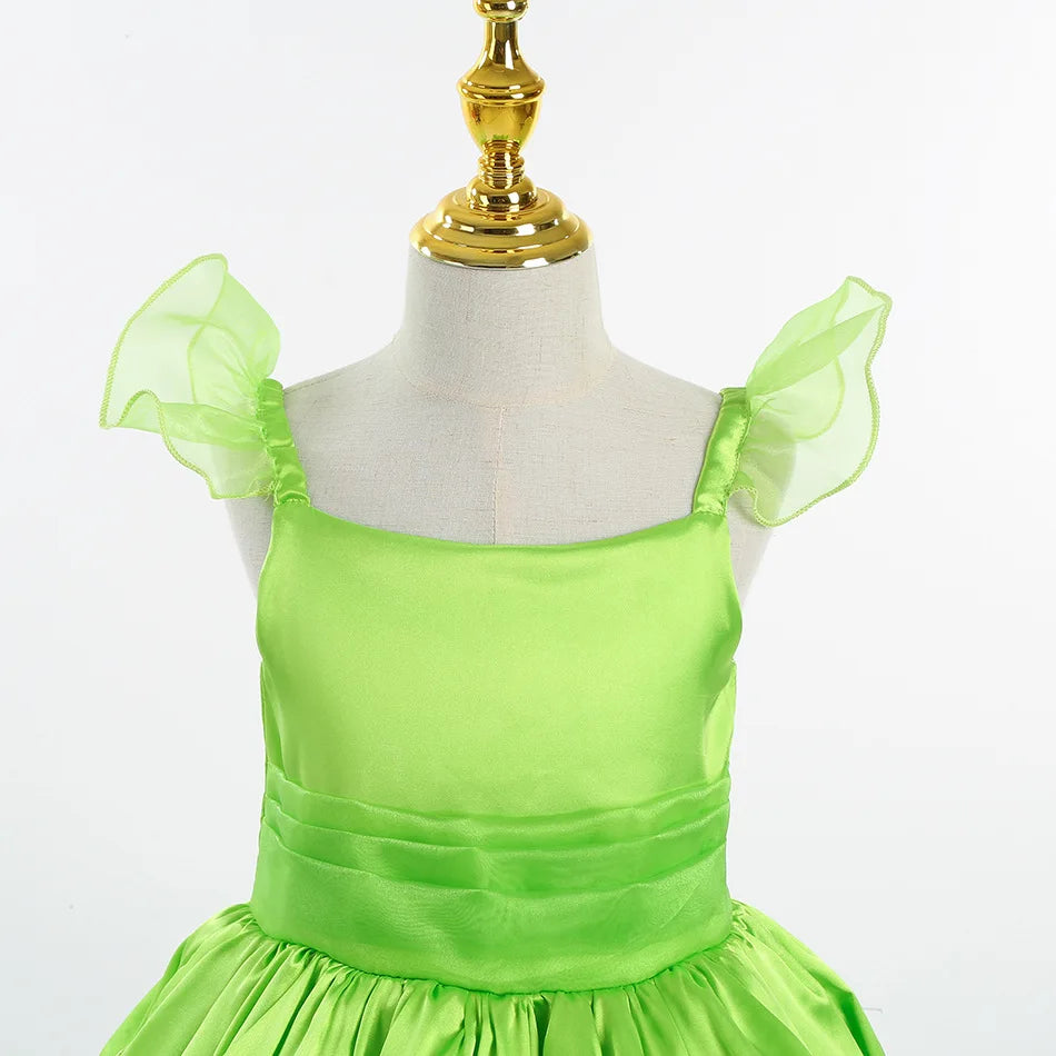 Girls Flower Fairy Dress Up Kids Princess Dress With Wings Halloween Princess Costume Elves Party Tinkerbell Tinker Bell Dress