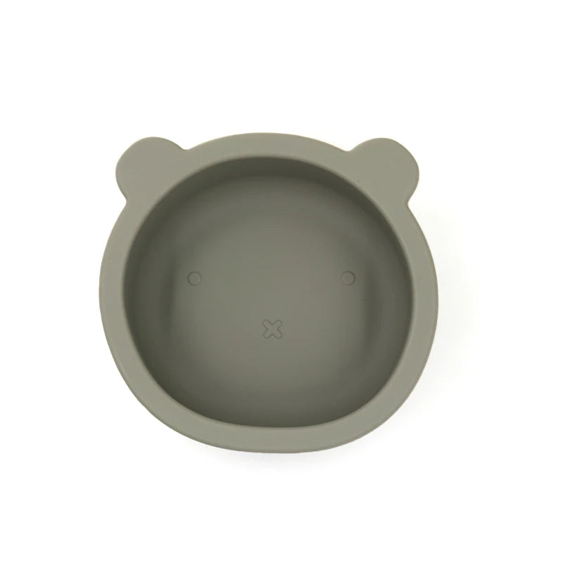 Bear shaped baby feeding bowl sauction silicone boy girl tableware cute cartoon 300ml