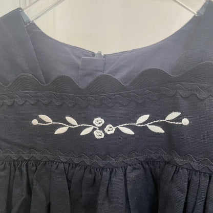 AS Great Quality Designer Shabbos Brother Sister Navy Cotton Linen Clothes with Embroidery Holiday Outfits