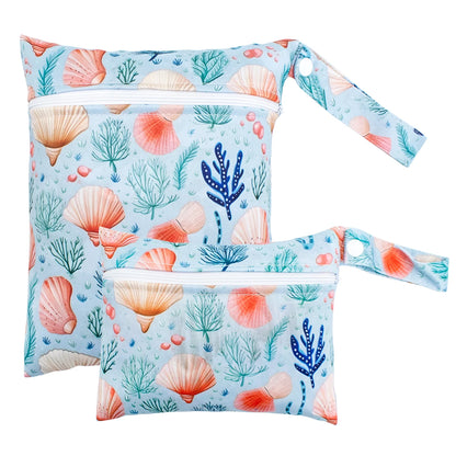 2pcs Set Smooth Zipper Pocket Multi-Scenario Use Can Be Hung Waterproof Reusable Diaper Cover WetBag Washable Yoga Bag