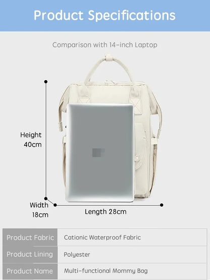 Baby Nappy Bag with 2pcs Stroller Hooks Mummy Bag Backpack Waterproof Outdoor Travel Mommy Maternity Bag for Baby Stuff