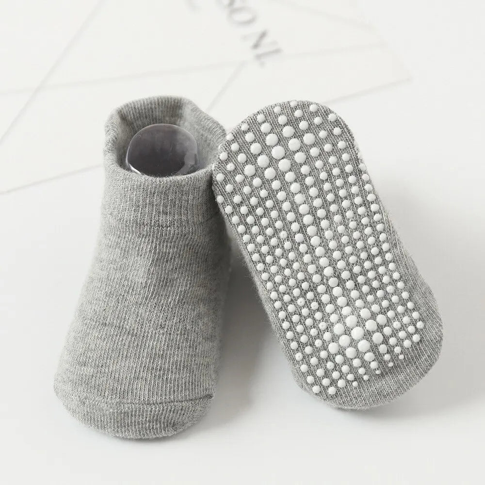 6 Pairs/Lot Cotton Baby Anti-slip Boat Socks For Boys Girls Low Cut Floor Kids Toddler Sock With Rubber Grips For 0-5Years