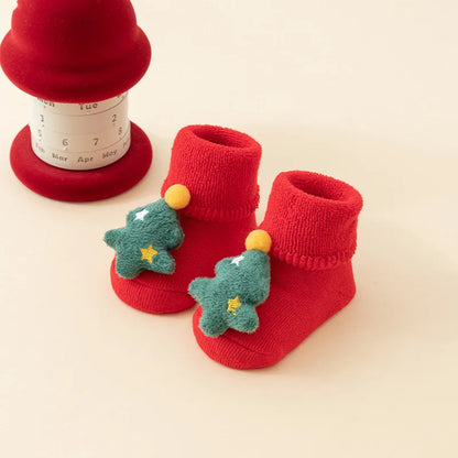 Christmas Soft Newborn Kids Socks Christmas Tree Santa Claus Red Baby Girls Boys Warm Socks 0-3years Children Sock Xmas Gifts