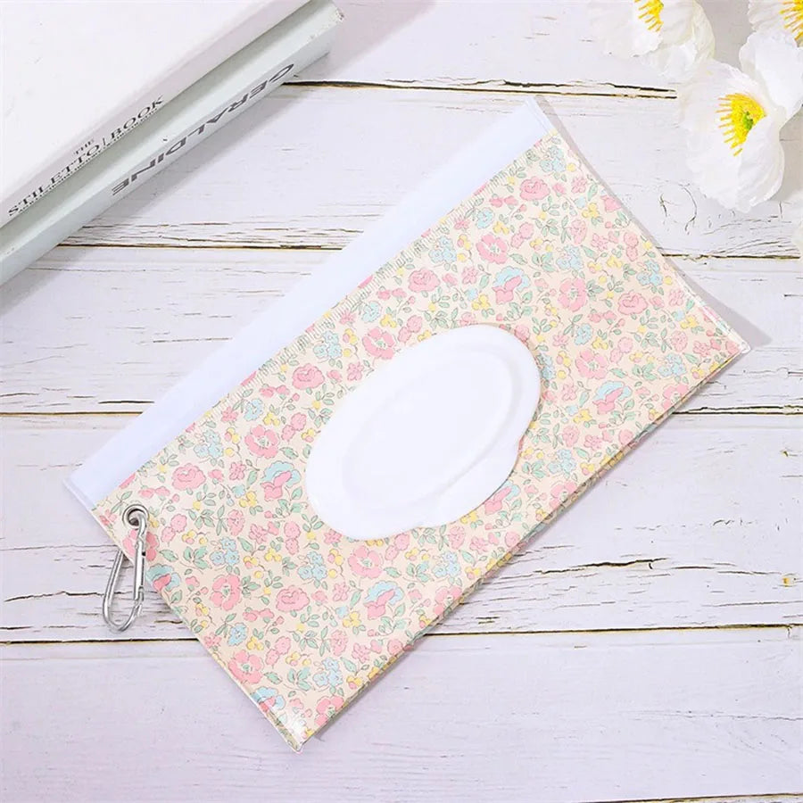 Baby Wet Wipe Pouch EVA Flip Cover Tissue Box Cute Snap-Strap Refillable Wet Wipes Bag Outdoor Useful Baby Stroller Accessory