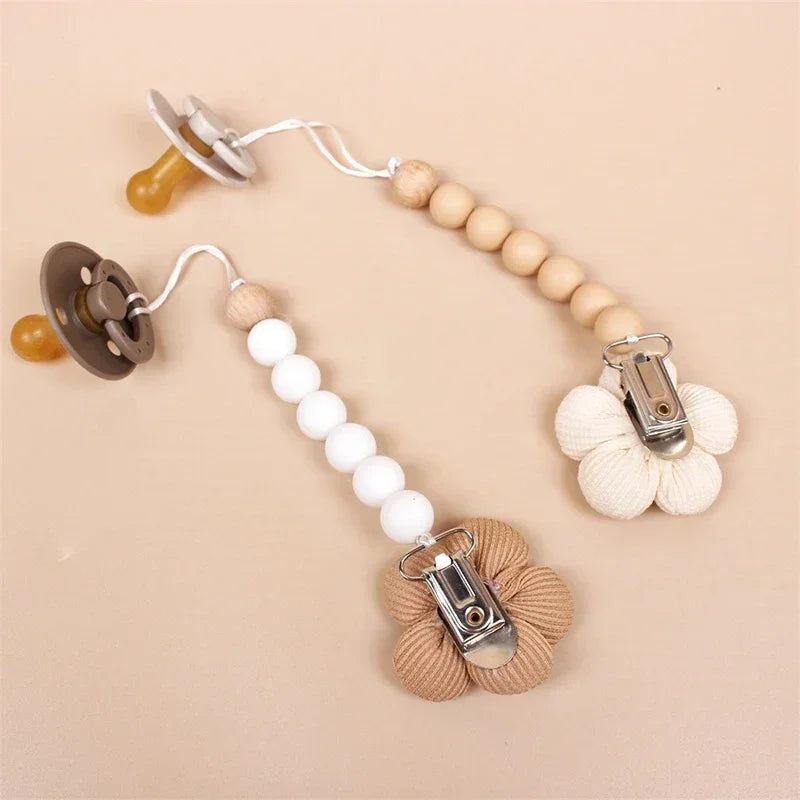 1pc Cute Baby Silicone Flower Pacifier Chain Newborn Baby Accessories Pacifier Clip Pacifier Chain Teether Loss Prevention Chain