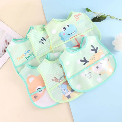 Random 5pcs Cartoon Animals Waterproof Bibs Baby Kids Girls Boys Waterproof Saliva Toddler Feeding Bibs Baby Bibs Aprons Adjusab