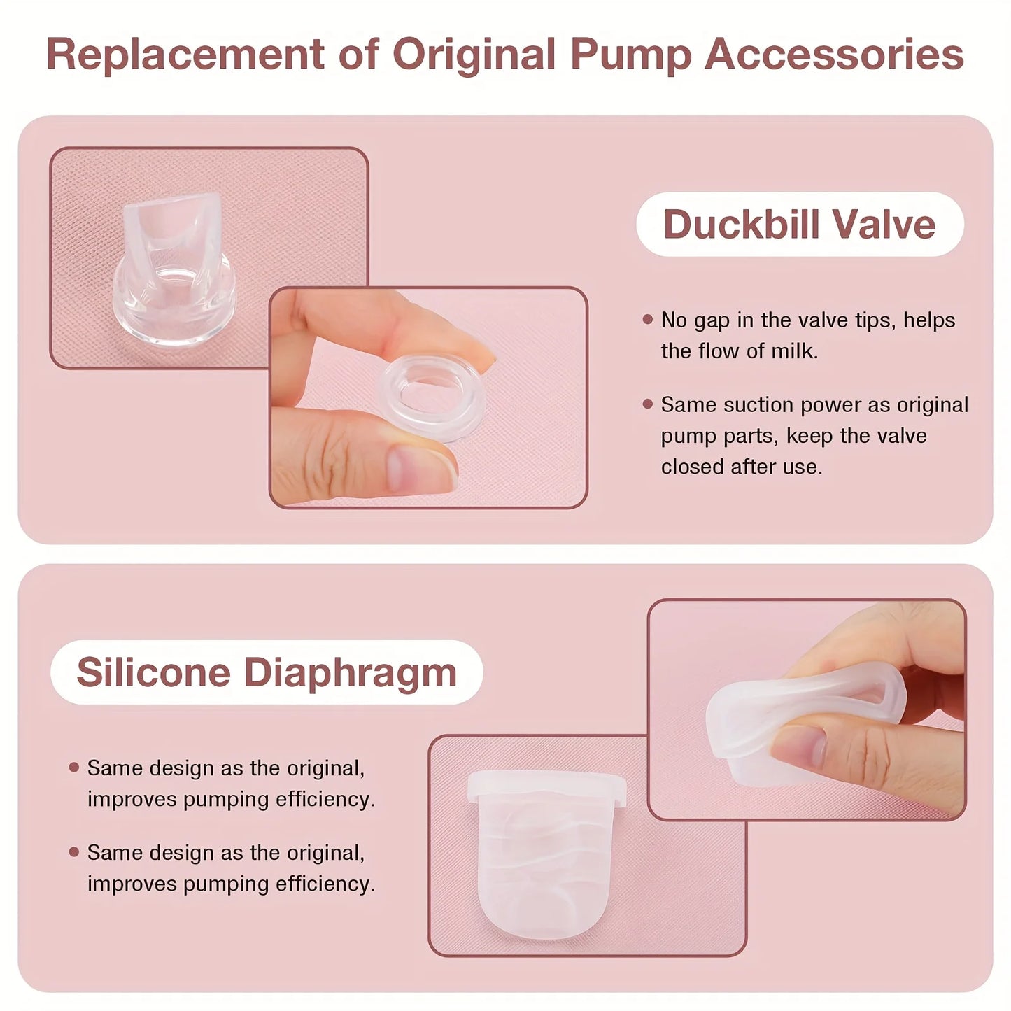 6PCS Duckbill Valve & Silicone Diaphragm Compatible with eufy S1 Pro/S1/E10, NCVI/Zooawa/Nuliie S32 Breast Pump Accessories