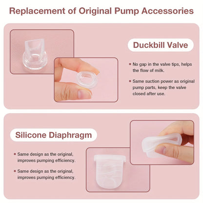 6PCS Duckbill Valve & Silicone Diaphragm Compatible with eufy S1 Pro/S1/E10, NCVI/Zooawa/Nuliie S32 Breast Pump Accessories