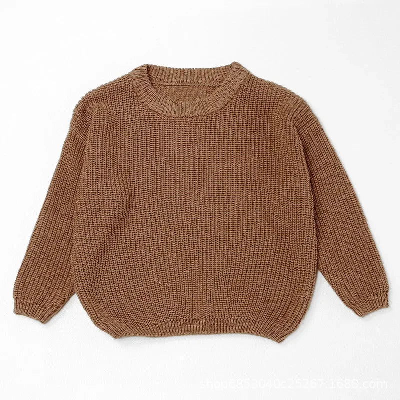 New Custom Name Kids Clothes Girls Boys Personalized Baby Sweaters Handmade Thick Line Embroidery Children's Knitted Sweater