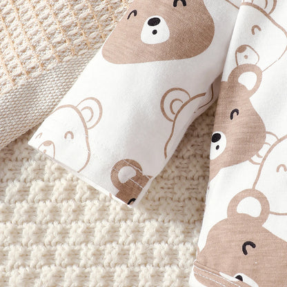 0-9 Months Baby Boy Set Little Bear Long Sleeve Bodysuit+Pants+Hat+Socks 4pcs/Set Baby Spring Autumn clothing Newborn