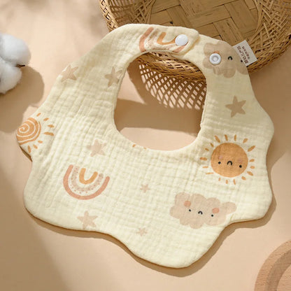 Cotton Gauze Baby Bib Babies Accessories Newborn Baby Apron Feeding Bib 6 Layer Muslin Burp Cloths Kids Saliva Towel New Born