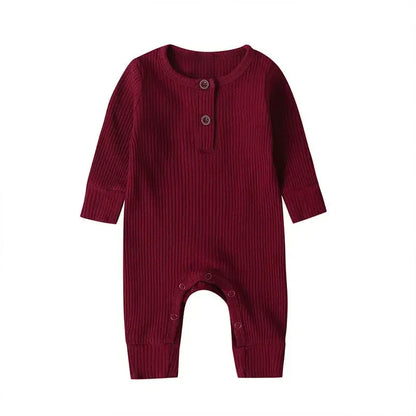 Spring Autumn Newborn Infant Baby Boys Girls Full Sleeve Rib Cotton Romper Playsuit Jumpsuit