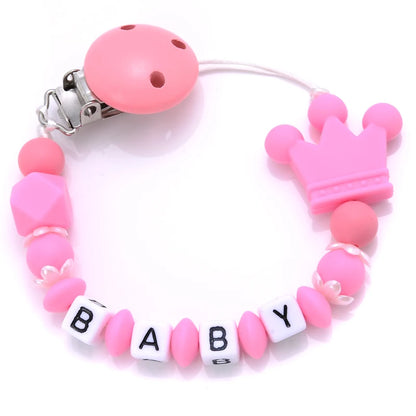 New Baby Crown Pacifier Clips Silicone Pacifier Chains Handmade Toddler Teething Chain Nipple Clip Chew Toys Not Customized
