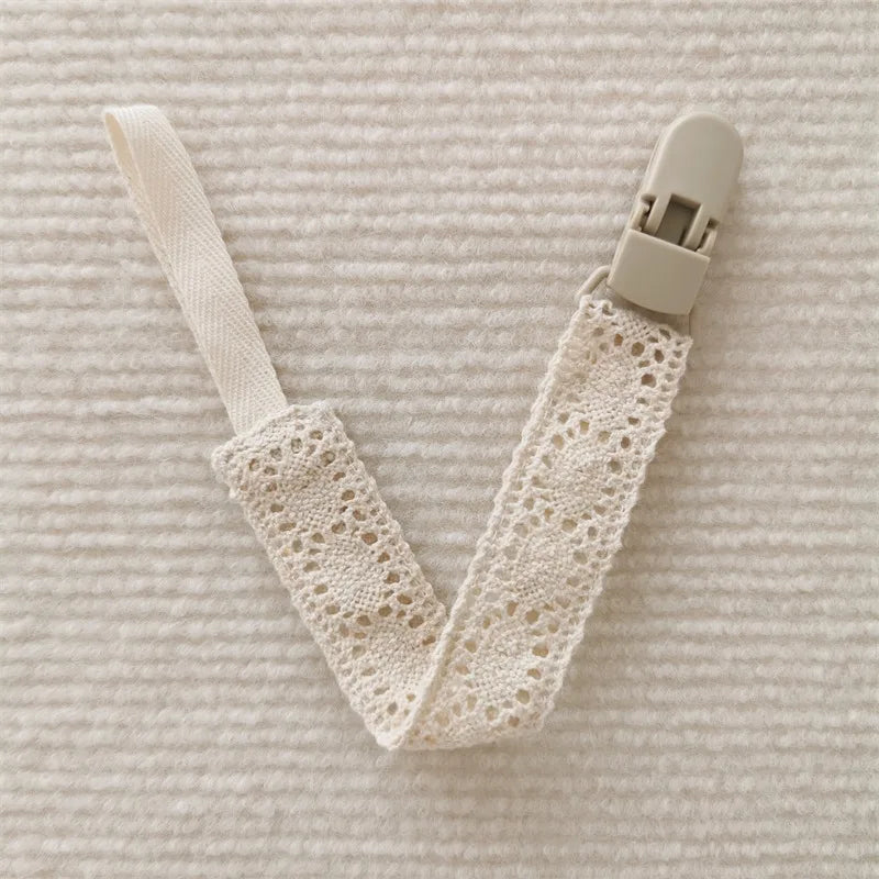 Lace Baby Pacifier Clip Chain Trendy Cloth & Plastic Pacifier Holder Teether Toy Clip for Preventing Nipple Loss