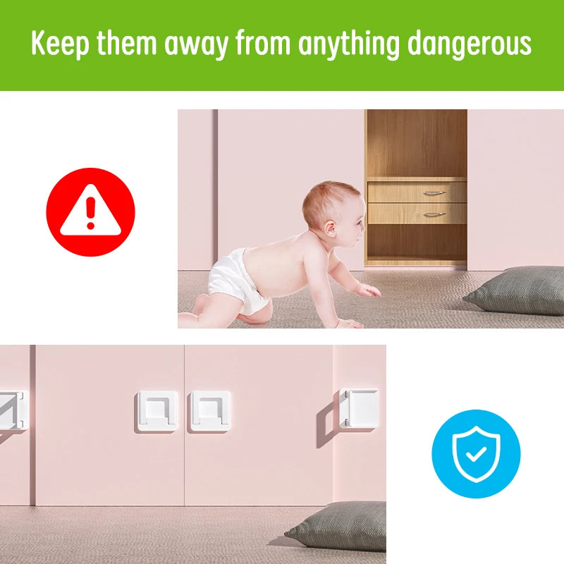 MIRTHBABY-Baby Safety Slide Window Locks for Kids Proof Patio Closet Doors Sliding Glass Door Child Lock- white