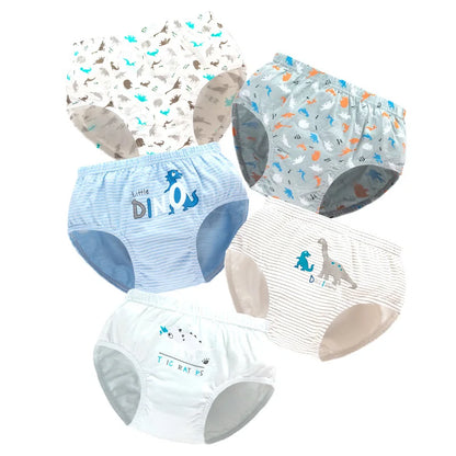 5pcs/lot Boys Cotton Boxer Briefs Cute Dinosaur Cartoon Print Kids Underwear Baby Boy Shorts Breathable Toddlers Underpants