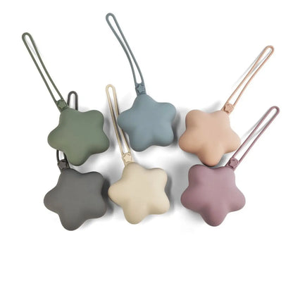 Baby Pacifier Box Portable Stroller Hanging Strap Teether Anti-Drop Star Silicone Soother Storage Box