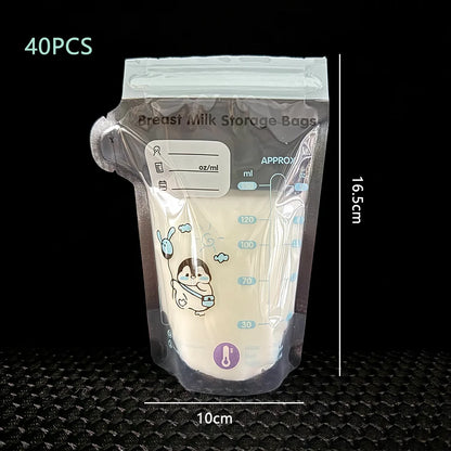 40 Pack 150ml BPA Free Milk Storage Bags Safe Breast Milk and Baby Food Freezer Bags for Easy Feeding
