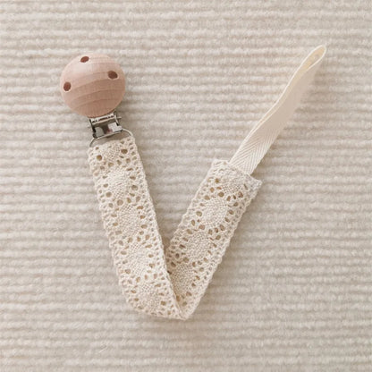 Lace Baby Pacifier Clip Chain Trendy Cloth & Plastic Pacifier Holder Teether Toy Clip for Preventing Nipple Loss